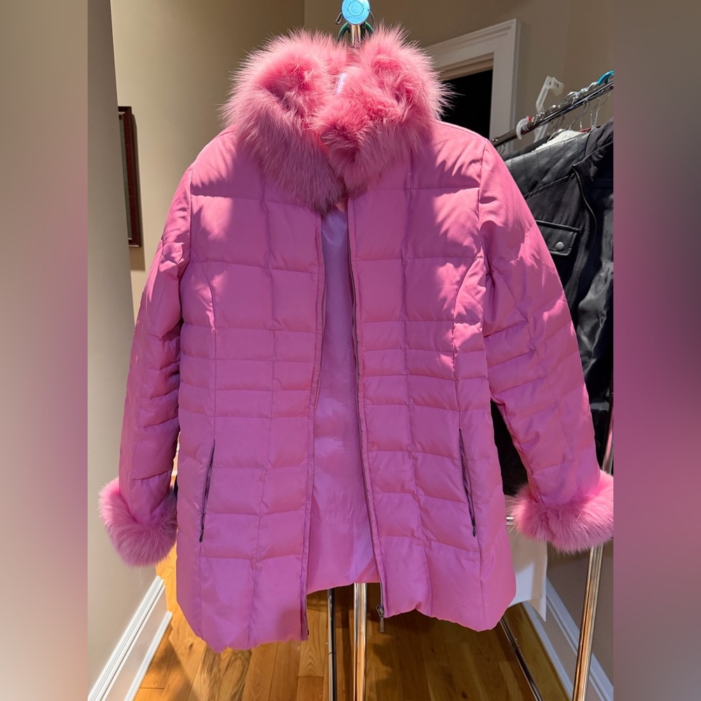 Marvin Richards Pink Women’s   Jacket with Faux Fur Trim